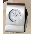 Foldable Leather/ Metal Alarm Clock - 2"x3"x3-1/2"